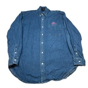 Planet Hollywood San Francisco Denim Shirt Mens‎ XL Blue Button Up 90's Y2K VTG